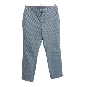 Tommy Hilfiger Sloane Ankle Pants Sz 8 Blue Gingham Stretch Preppy Casual